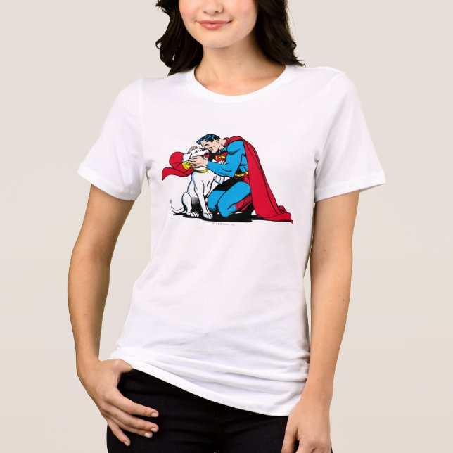 Superman und Krypto Tri-Blend Shirt (Vorderseite)