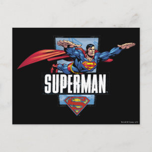 Superman und Logo Borded Postkarte