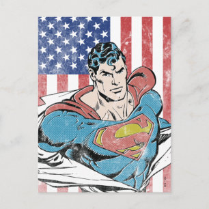Superman & US-Flagge Postkarte