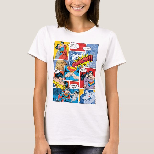 Superman-Valentinstag | Comic Book Collage T-Shirt (Vorderseite)