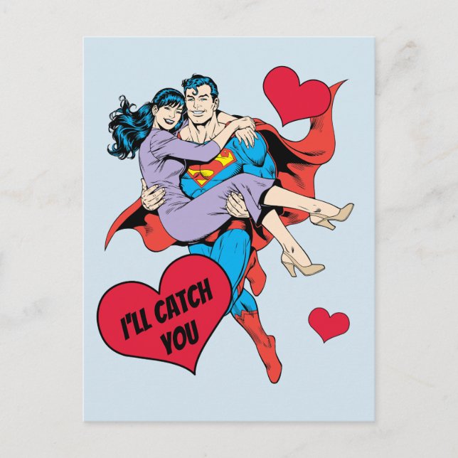 Superman-Valentinstag | Ich fange dich Feiertagspostkarte (Vorderseite)