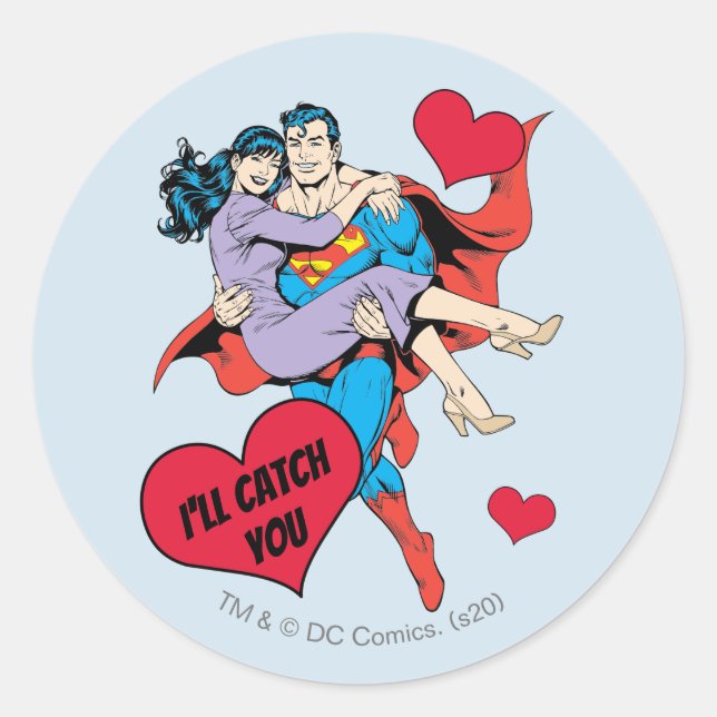 Superman-Valentinstag | Ich fange dich Runder Aufkleber (Vorderseite)