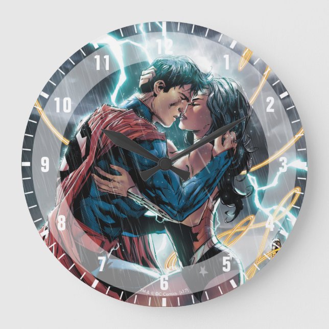 Superman/Wonder Woman Comic Werbekunst Große Wanduhr (Vorderseite)