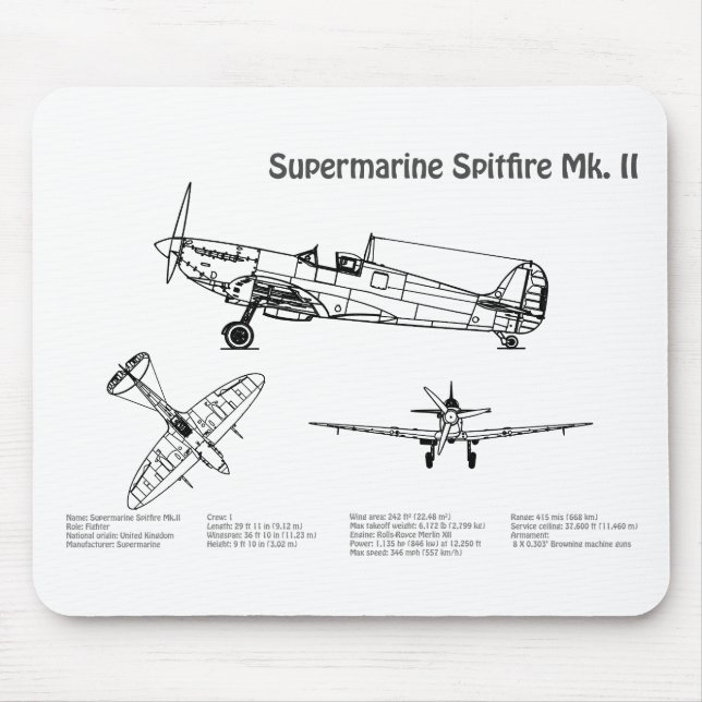 Supermarine Spitfire - Flugzeugkonzept BD Mousepad (Vorne)