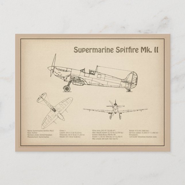 Supermarine Spitfire - Flugzeugkonzept SD Postkarte (Vorderseite)