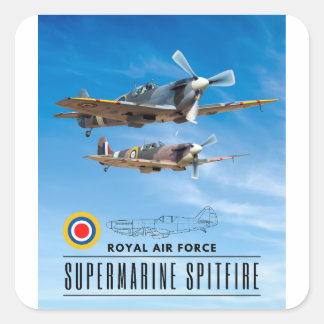 SUPERMARINE SPITFIRE - ROYAL AIR SQUADRON QUADRATISCHER AUFKLEBER