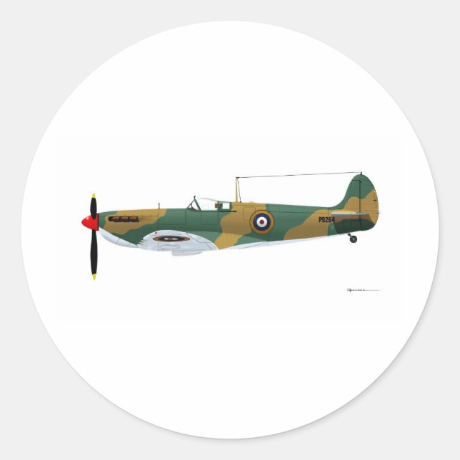 Supermarine Spitfire Runder Aufkleber (Vorderseite)