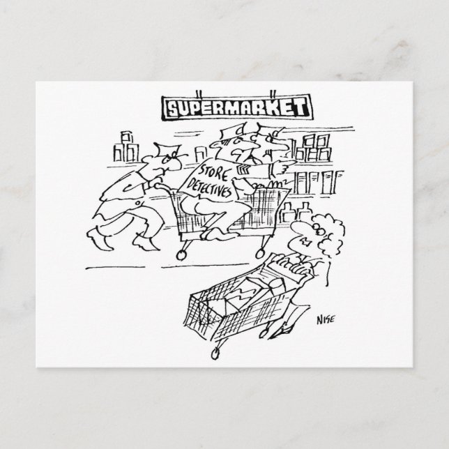 Supermarket Store Detectives Funny Postkarte (Vorderseite)