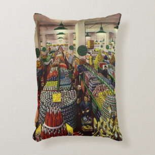 Supermarkt für Vintage Unternehmen, Lebensmittel u Dekokissen