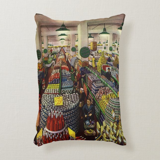 Supermarkt für Vintage Unternehmen, Lebensmittel u Dekokissen (Vorderseite(Vertikal))