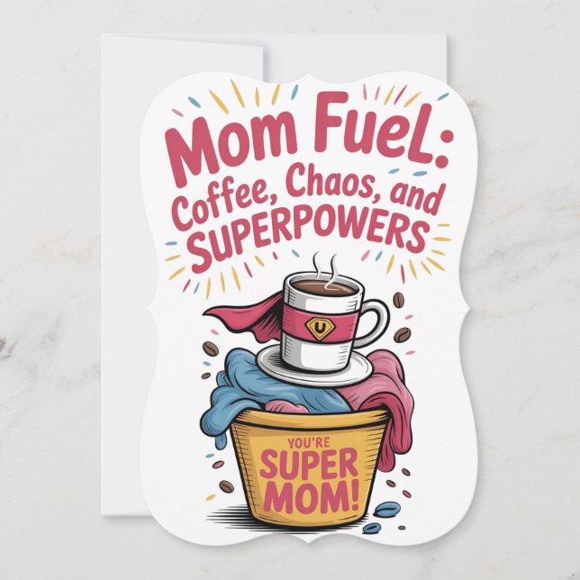 SuperMom Coffee Power Feiertagskarte (Vorderseite)
