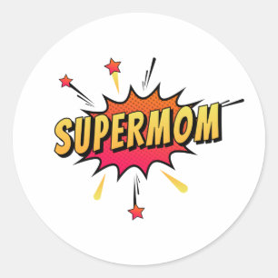 Supermom Retro Comic Pop Art   Aufkleber