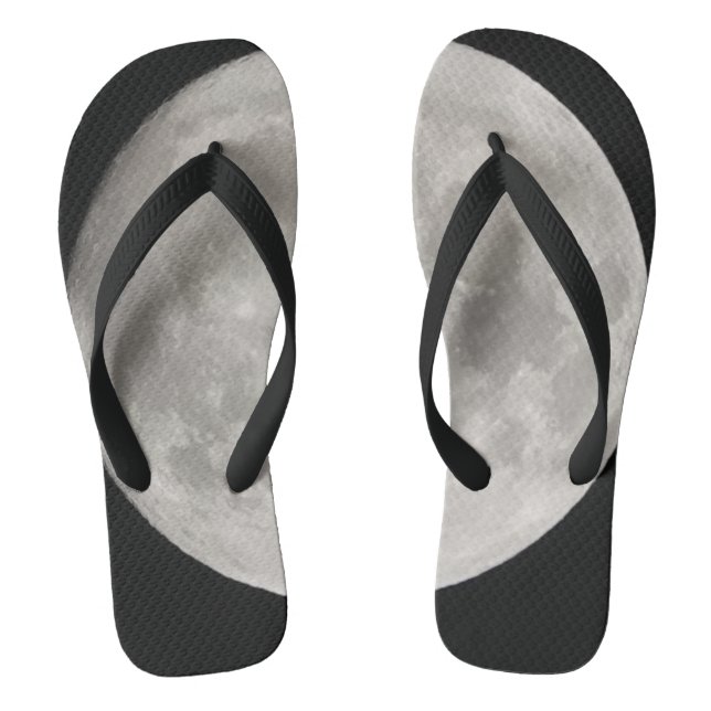 Supermond am schwarzen Himmel Flip Flops (Fußbett)