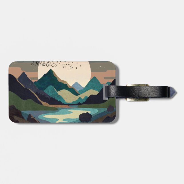 Supermond am See Gepäckanhänger (Rückseite horizontal)