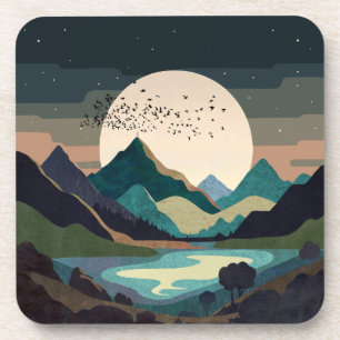 Supermond am See Getränkeuntersetzer