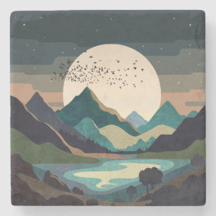 Supermond am See Steinuntersetzer