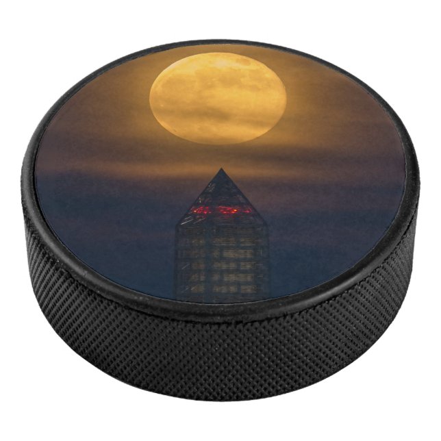 Supermoon über Washington Monument Eishockey Puck (3/4)