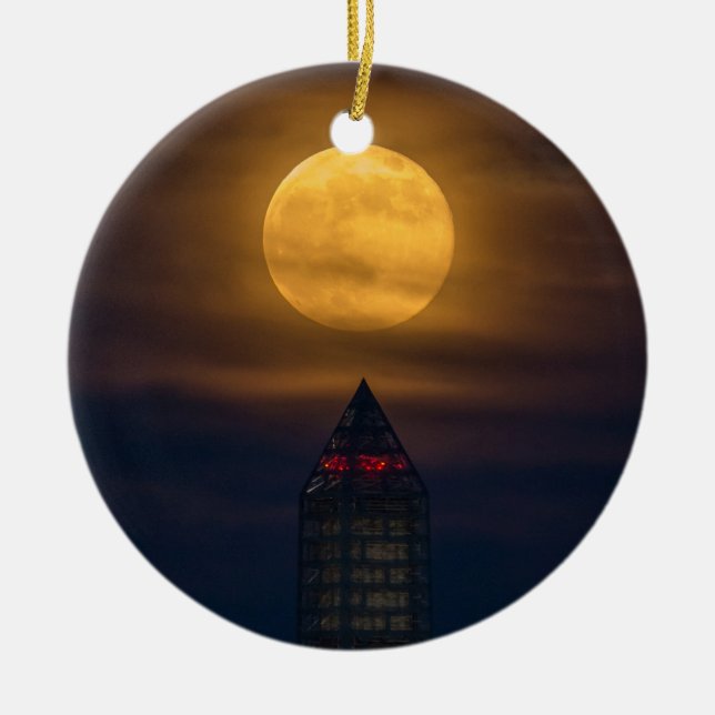 Supermoon über Washington Monument Keramikornament (Vorne)
