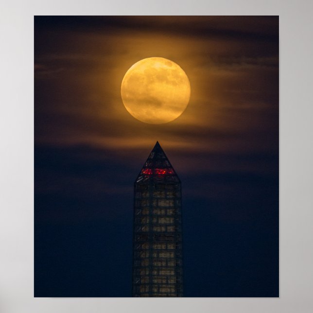 Supermoon über Washington Monument Poster (Vorne)