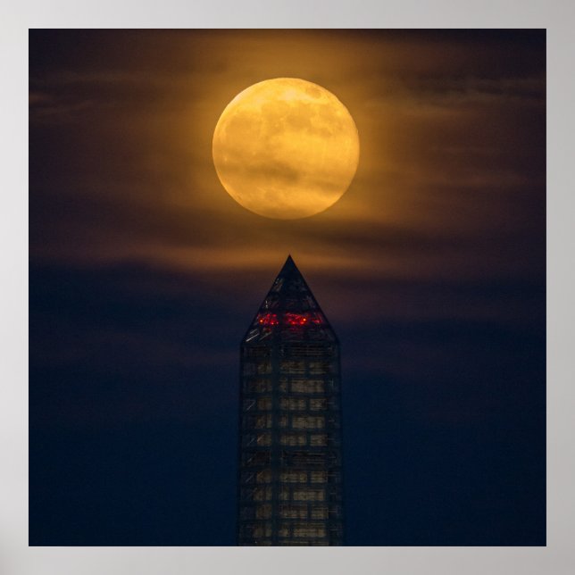 Supermoon über Washington Monument Poster (Vorne)