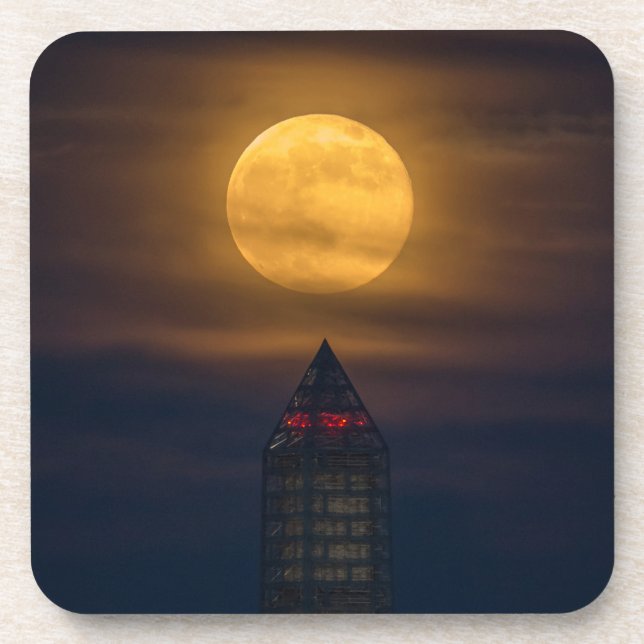 Supermoon über Washington Monument Untersetzer (Vorderseite)