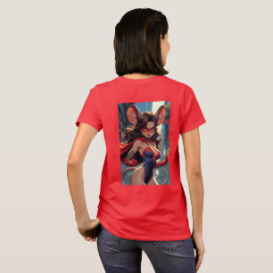 SuperMouse Frau Frauen rotes T-Shirt Rücken