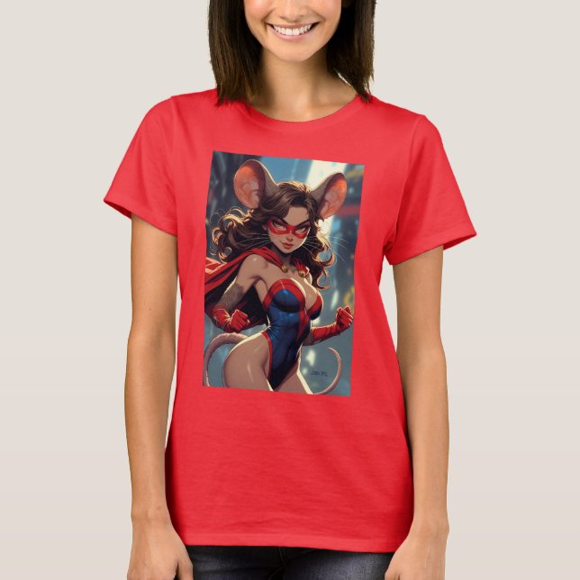 SuperMouse Frau rote Damen T-Shirts (Vorderseite)
