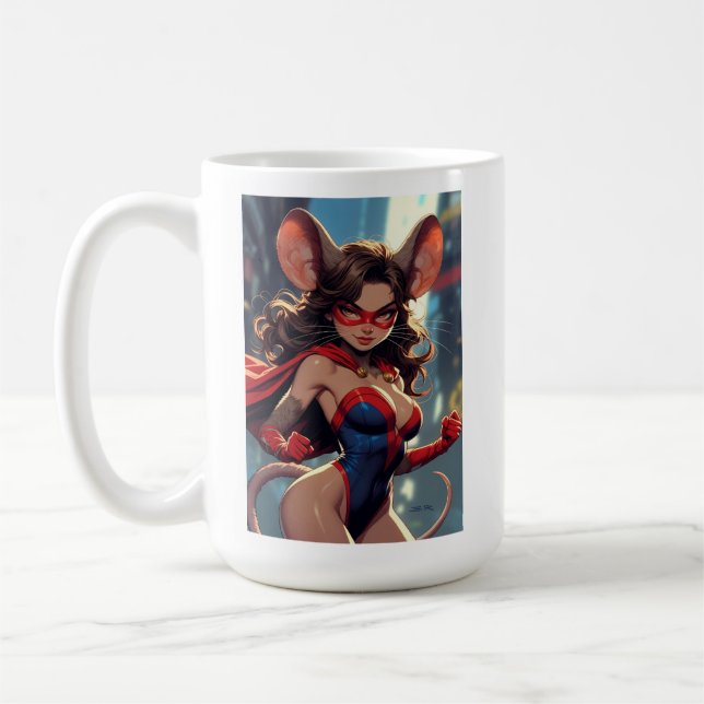 SuperMouse Frau weiße Tasse 2 seitig (Links)