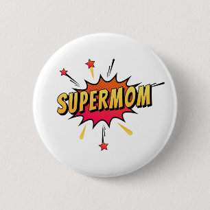 Supermutter Retro Comic Pop Art   Schaltfläche But Button