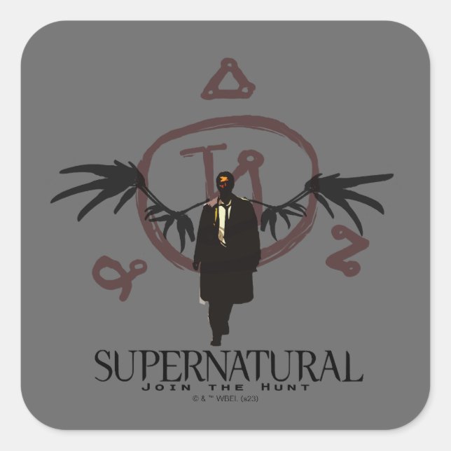 Supernatural Castiel Illustration Quadratischer Aufkleber (Vorderseite)