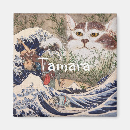 Supernatural Cat at the Great Wave Magnet