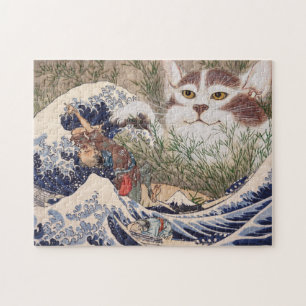 Supernatural Cat at the Great Wave Puzzle