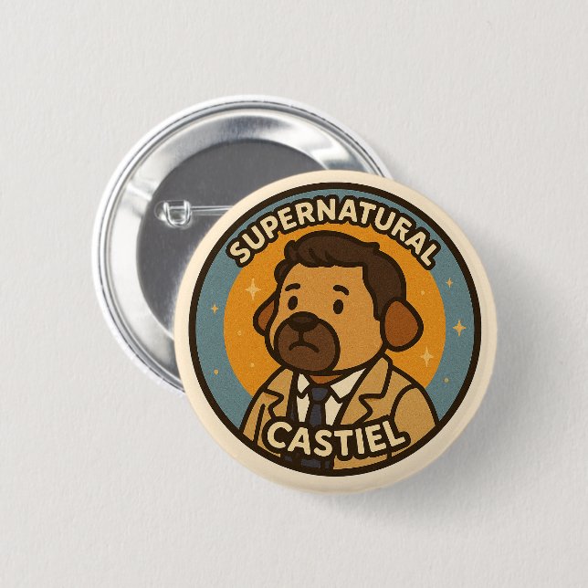 "Supernatural dog - Castiel" Button (Vorne & Hinten)
