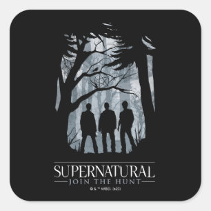 Supernatural Forest Silhouette Graphic Quadratischer Aufkleber
