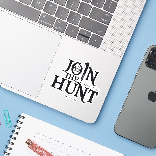 Supernatural "Join the Hunt" Aufkleber (Laptop mit iPhone)