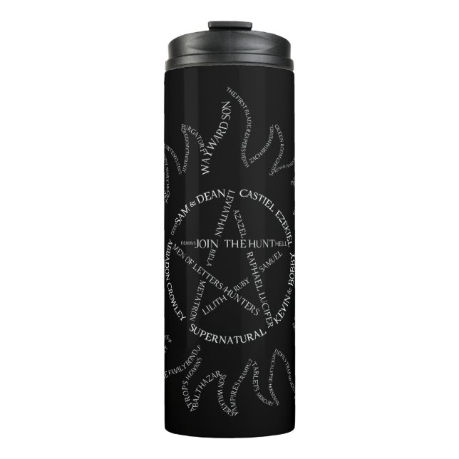 Supernatural Typografie Pentagramm Thermosbecher (Vorderseite)