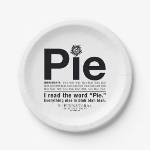 Supernatürliches "Pie"-Zitat Pappteller