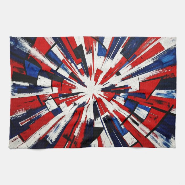 Supernova Pop – Abstrakte geometrische Explosion Geschirrtuch (Horizontal)