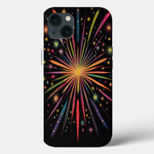 Supernova - Regenbogensterne Galaxie Schwarz Retro iPhone 13 Hülle