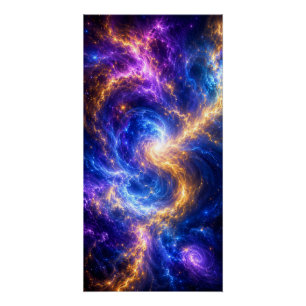 Supernova-Vortex: Gold- und Blaue Weltraum-Kunst Poster