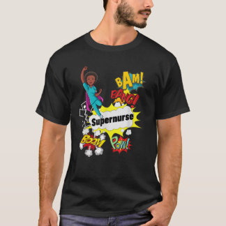 Supernurse Comic Superhero Style RN Black Woman Nu T-Shirt