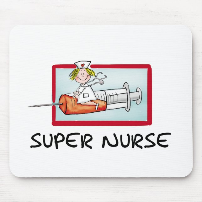 supernurse - humorvolle Cartoon-Krankenschwester Mousepad (Vorne)