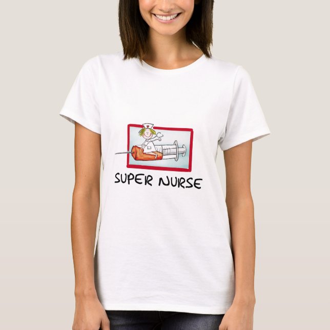 supernurse - humorvolle Cartoon-Krankenschwester T-Shirt (Vorderseite)