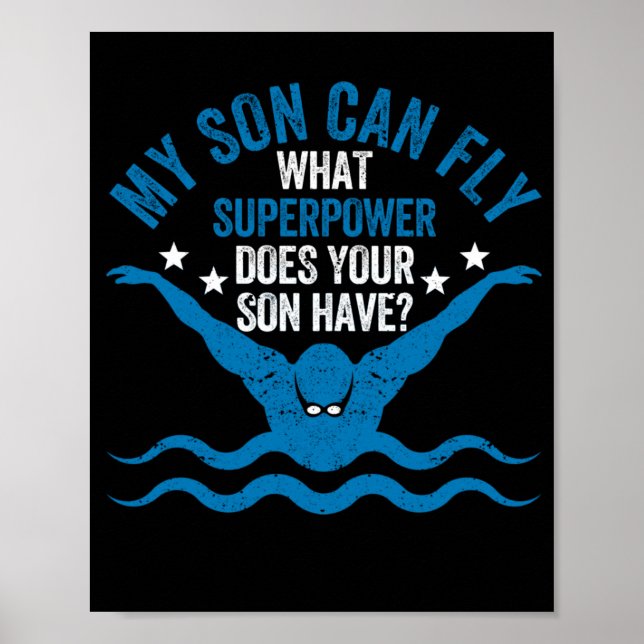 Superpower Funny Mama Vater Schwimmteam Eltern mei Poster (Vorne)