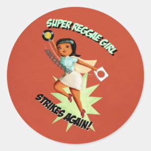 SuperReggae-Mädchen Runder Aufkleber