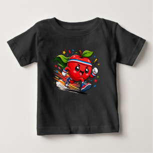 Superroter Apfel Lauf Cartoon Fitness-Maskottchen Baby T-shirt