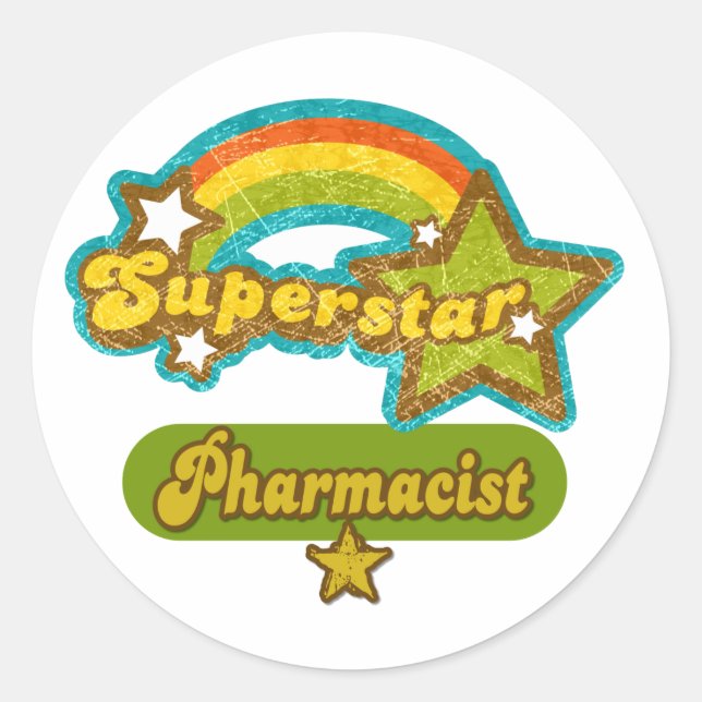Superstar Apotheker Runder Aufkleber (Vorderseite)
