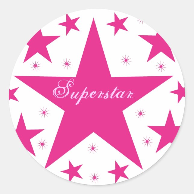 Superstar-Aufkleber, rosa Runder Aufkleber (Vorderseite)