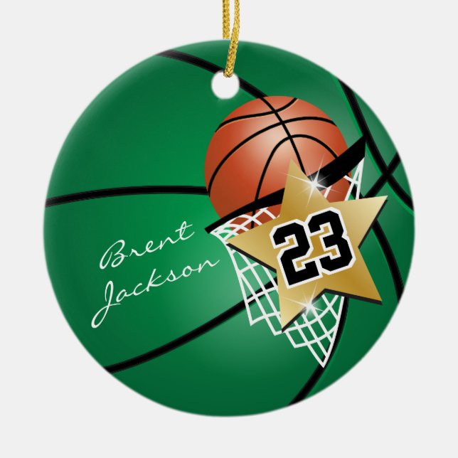 Superstar Autograph Basketball - Dunkelgrün Keramik Ornament (Vorne)