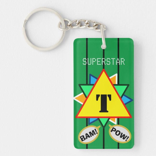 Superstar Cartoons Monogram Yellow Green Schlüsselanhänger (Vorderseite)